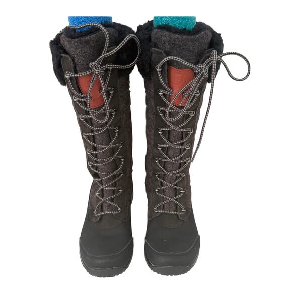 Salomon Shoes - Women's Salomon Gray High Tall Snow Boots Quilted Faux Fur  Clima‎ Shield Sz 5